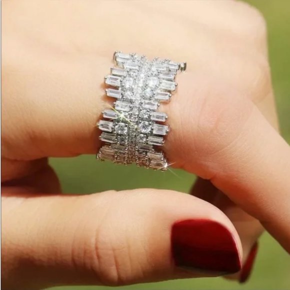 Micro Paved Irregular Multi-Row Diamond Ring - Picture 8 of 8